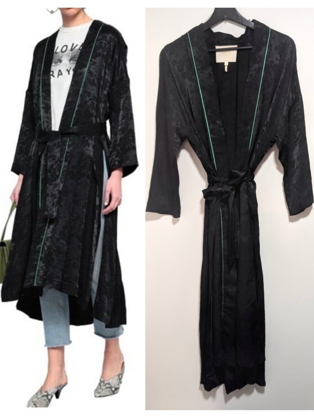 Maje | Vasita Jacquard Long Kimono Jacket In Black